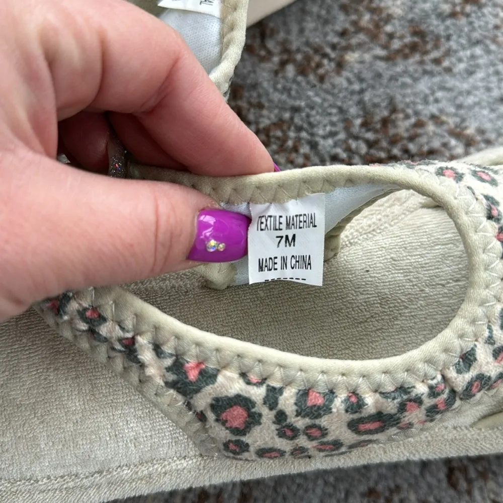 Terry Cloth Pink Leopard Sandals 7 - Image 6