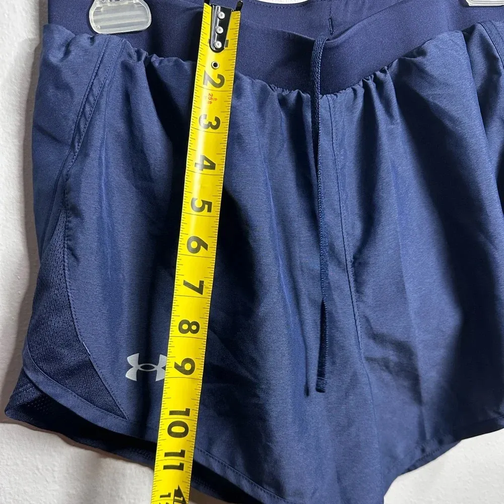 Under Armour Women Navy Blue Loose Fit Athletic Heat Gear Shorts Size M. - Image 6