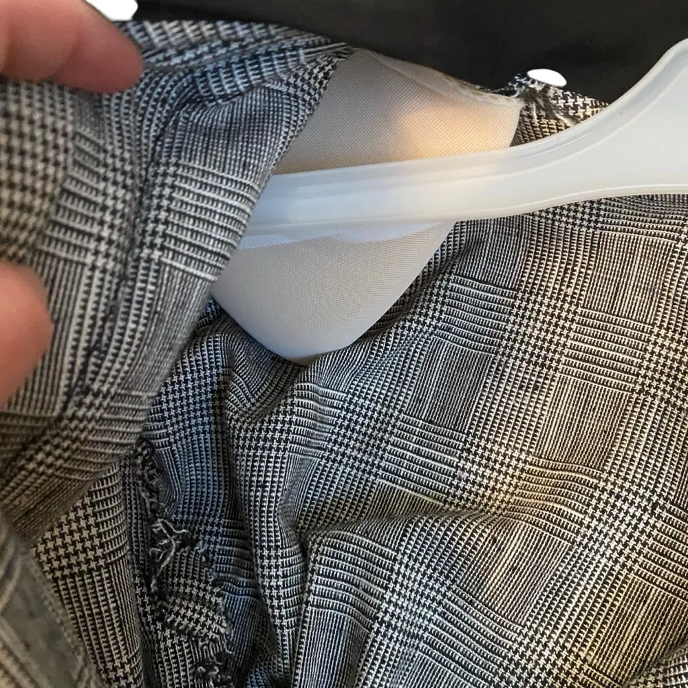 Vintage Long Sleeve Black Collared V Neck Plaid Belt Midi Dress Size 4 Gray - Image 6