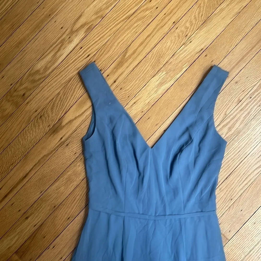 David’s Bridal Light Blue Chiffon V-Neck Maxi Gown Size 2 - Image 2