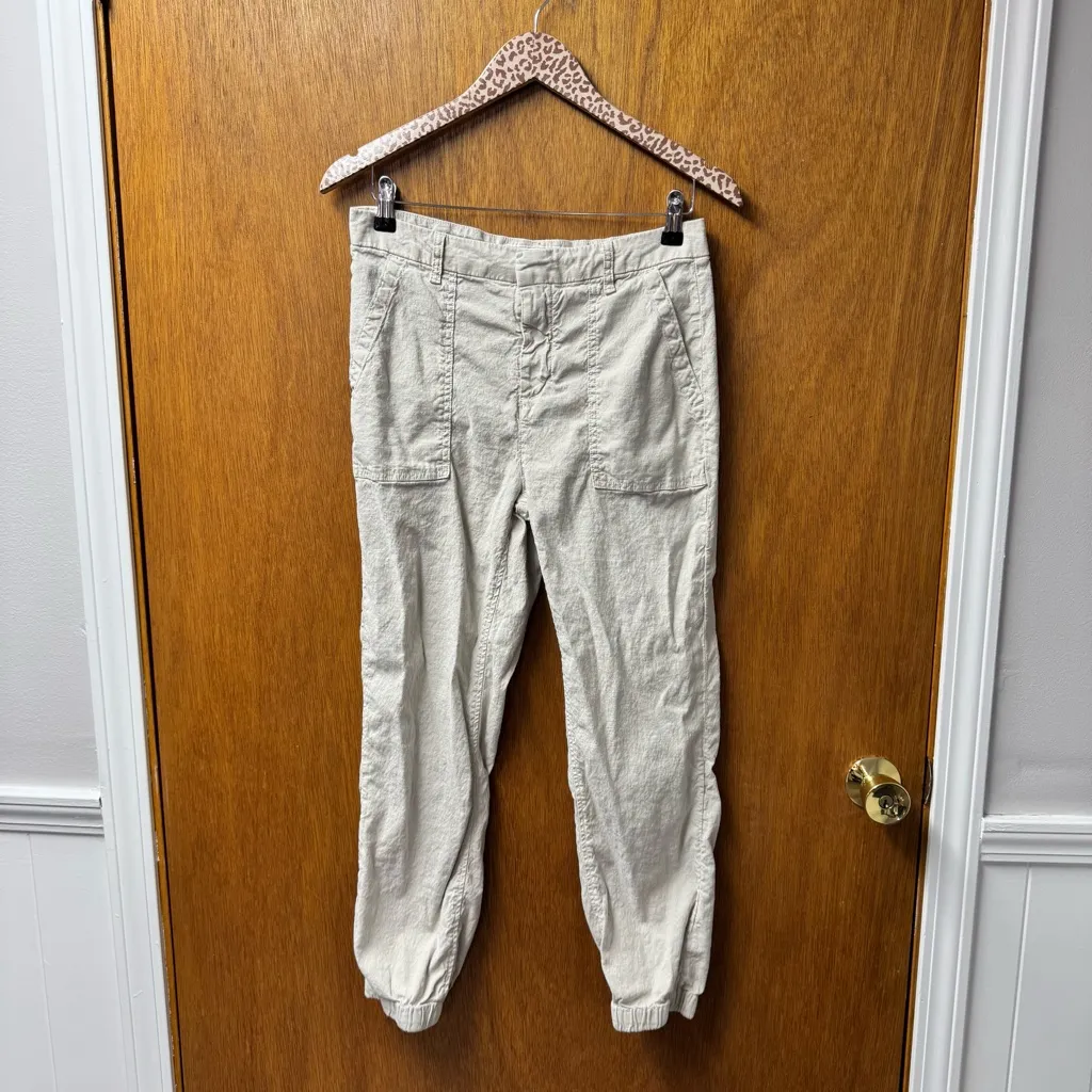 Frank & Eileen Jameson Utility Joggers Cropped Pants Linen Blend Cream 6 - Image 15