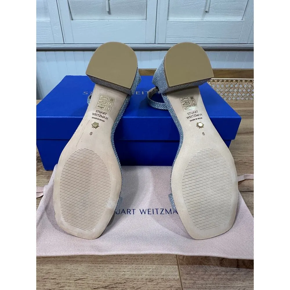 Stuart Weitzman Nudistcurve 35 Block Sandal Heels Silver Size 6 US 36.5 US NIB - Image 12
