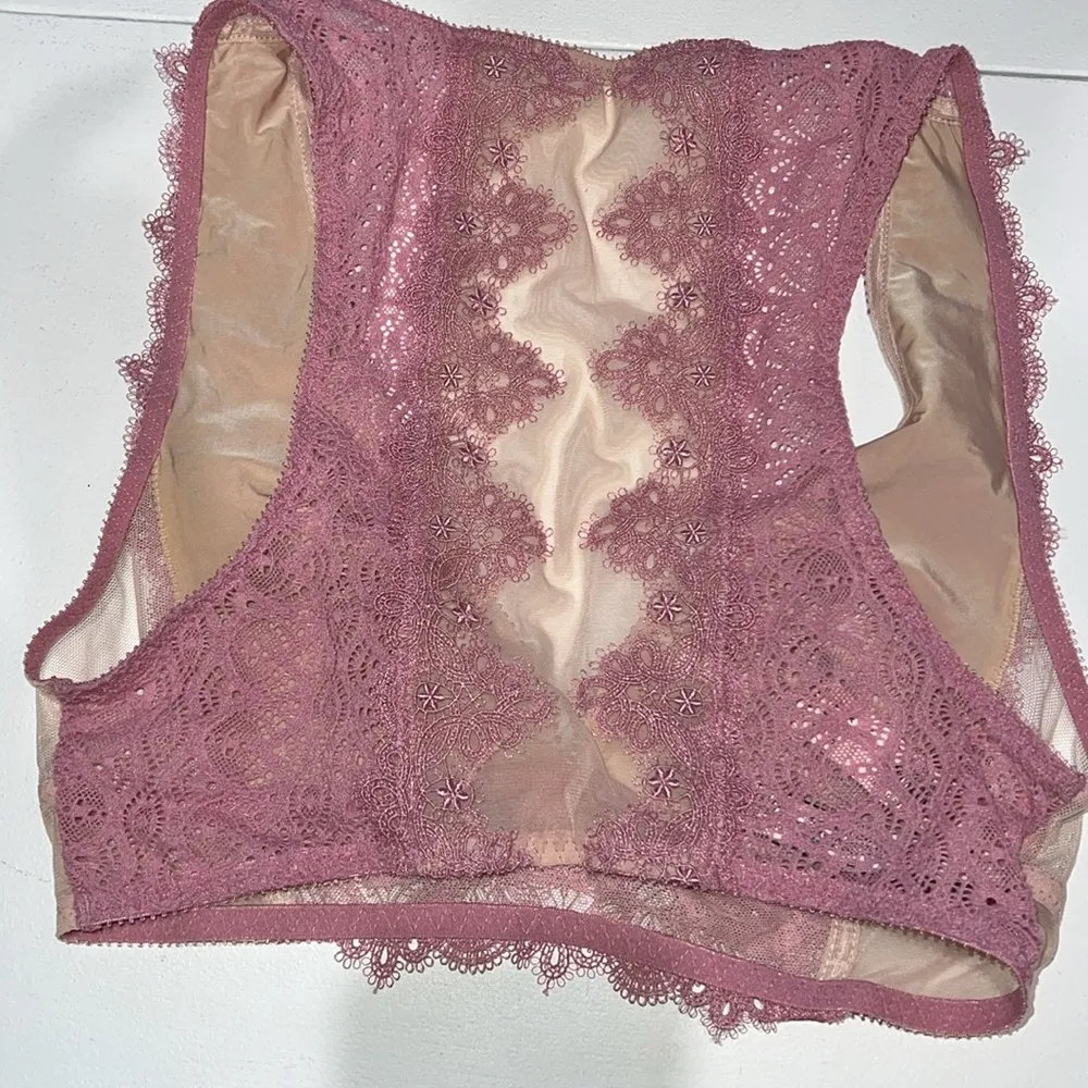 Victorias Secret Dream Angels Mesh Chantilly Lace Plunge Bralette Angel Pink NWT - Image 4