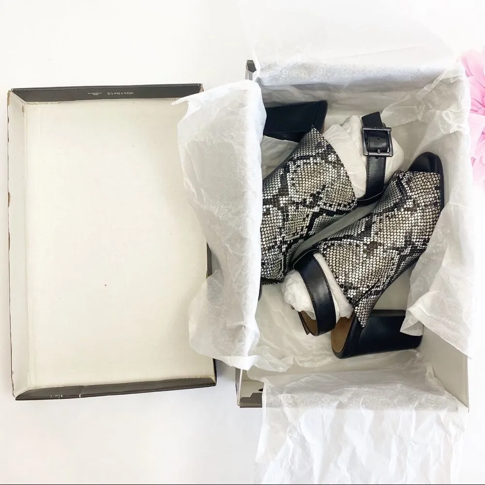 Leather Perk Kaia Stacked Heel Sandals: Natural Snake - Image 13