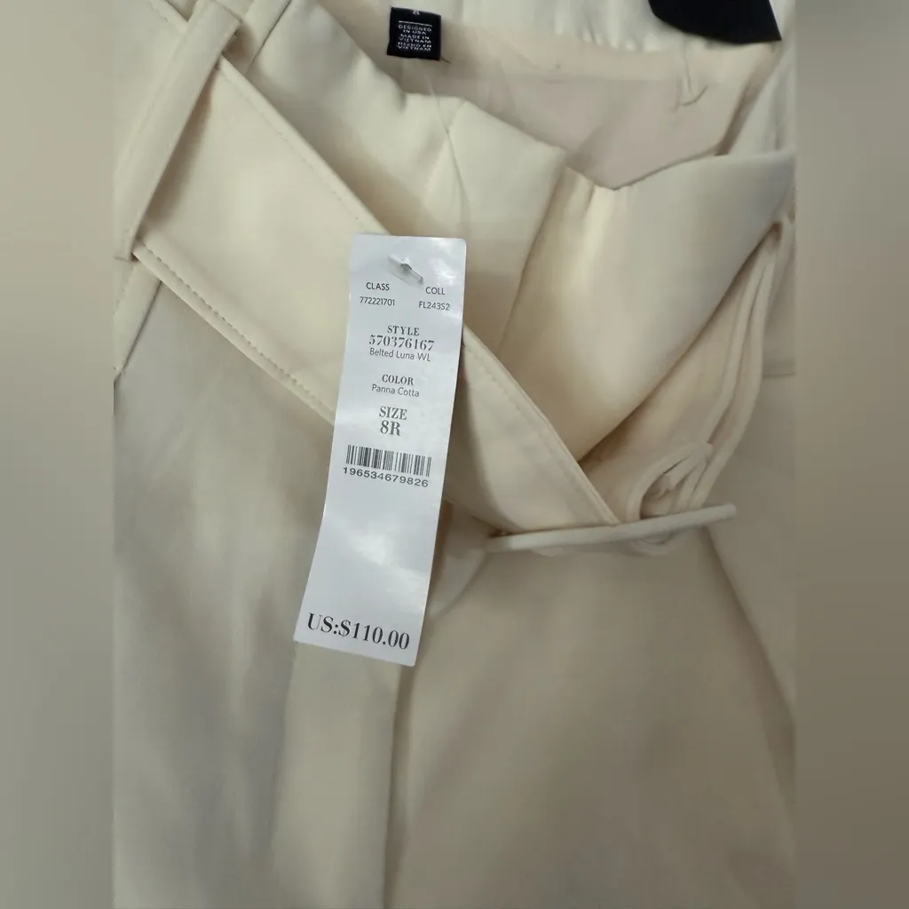 White House Black Market Women's Size 8 Cream Belted Luna Wide Leg Trousers - Image 4