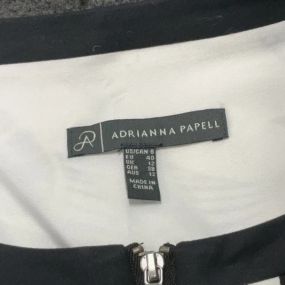 🖤 Adrianna papell Black and White Floral cocktail zip up Dress size 8 - Image 3