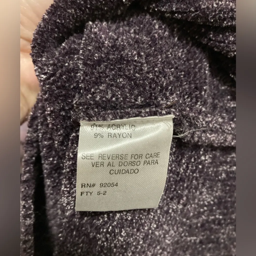 Carolyn Taylor Purple Fair Isle Mock Neck Chenille Knit Sweater - Image 3