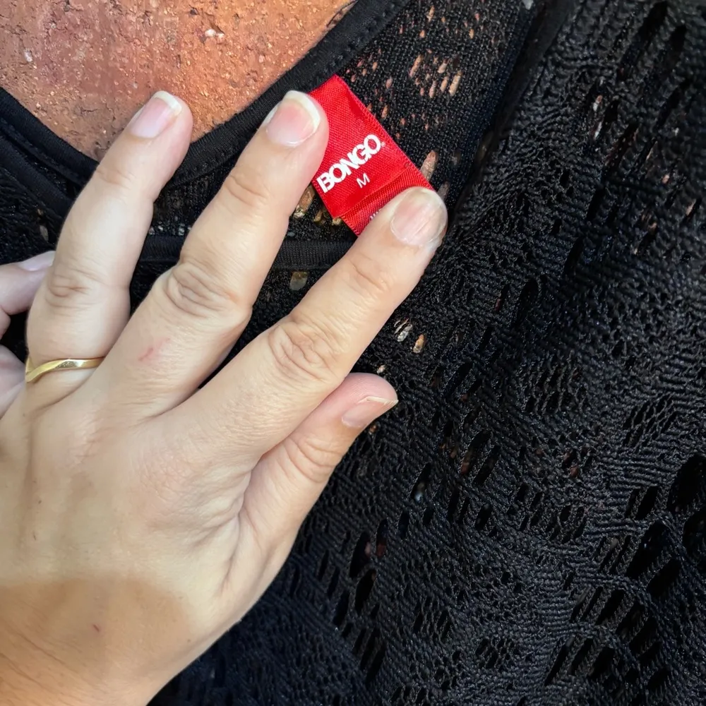 Bongo womens lace tie waist swim cover up black M - Image 3