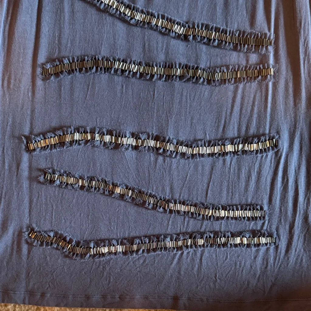 Saks Fifth Avenue Gray Tank Top with Sequin Stripes - Image 5