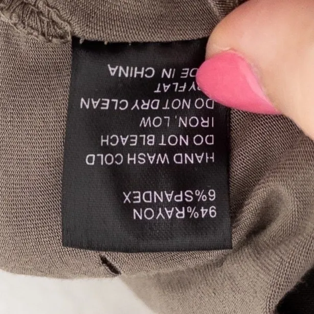 POL Womens T-Shirt Size L Olive Green Tunic Distressed Casual Oversized Grunge - Image 6