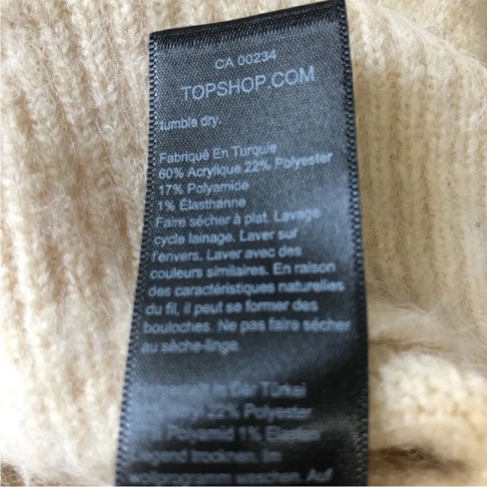 NWT TopShop  Oat Knitted Brushed Bardot Slouchy Sweater Cream Size Large - Image 7