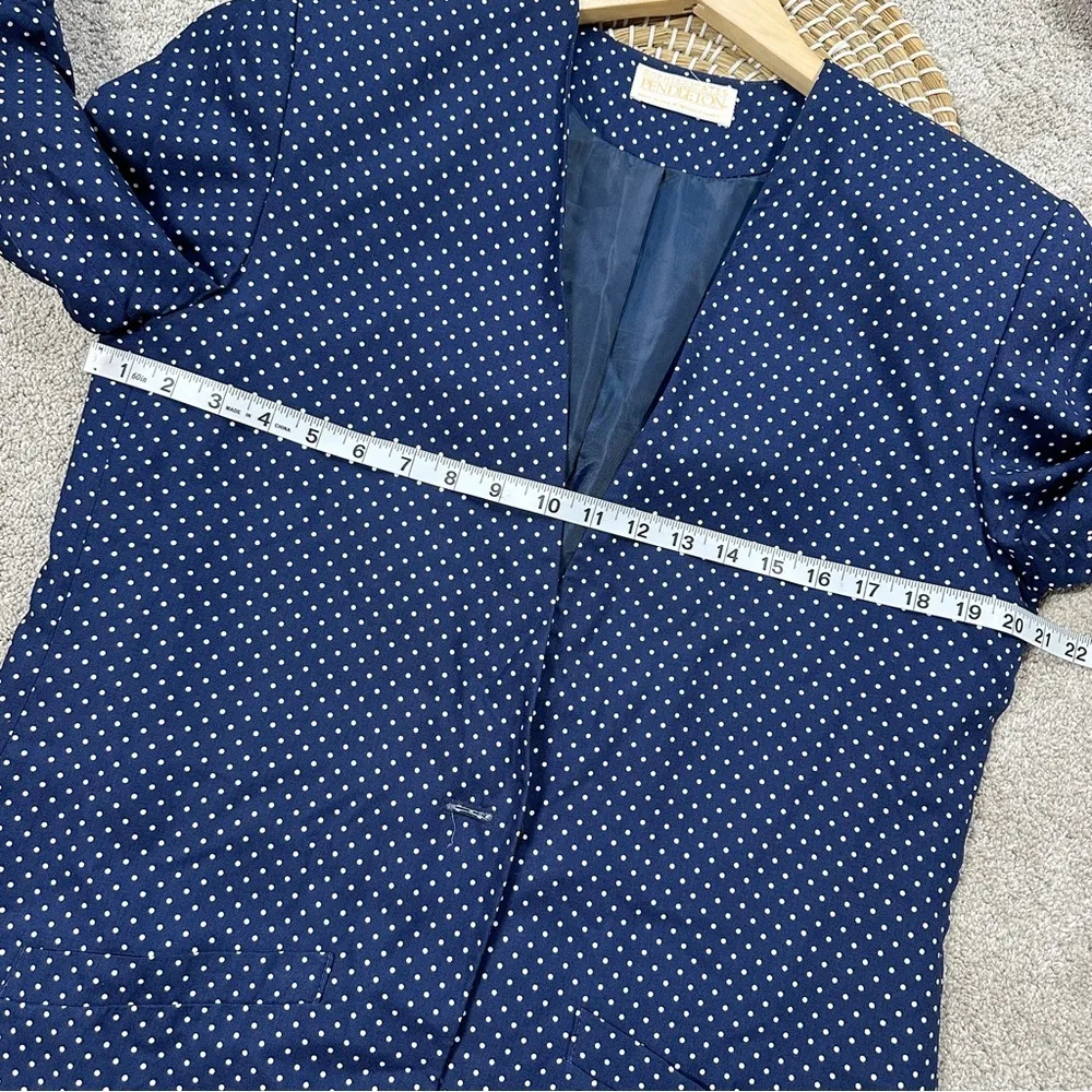 Pendleton Womens Vintage Polka Dot Print Lightweight Blazer Jacket Retro Navy 10 - Image 12
