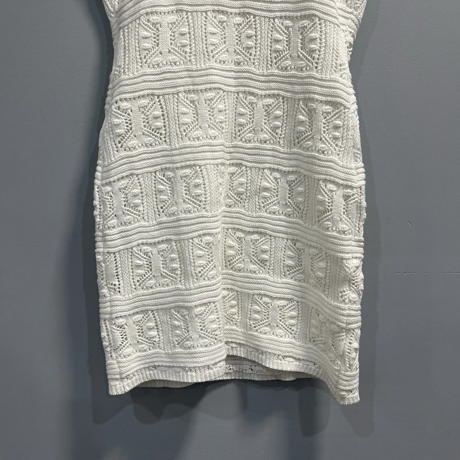 Olive & Oak Ivory Crochet Lined Bodycon Dress Size Large Boho Festival White - Image 5