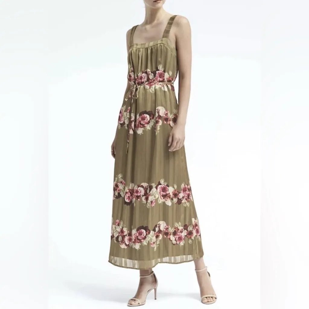 Banana Republic Floral Garden Belted Lucia Apron Maxi Dress Size 14 Large - Image 11