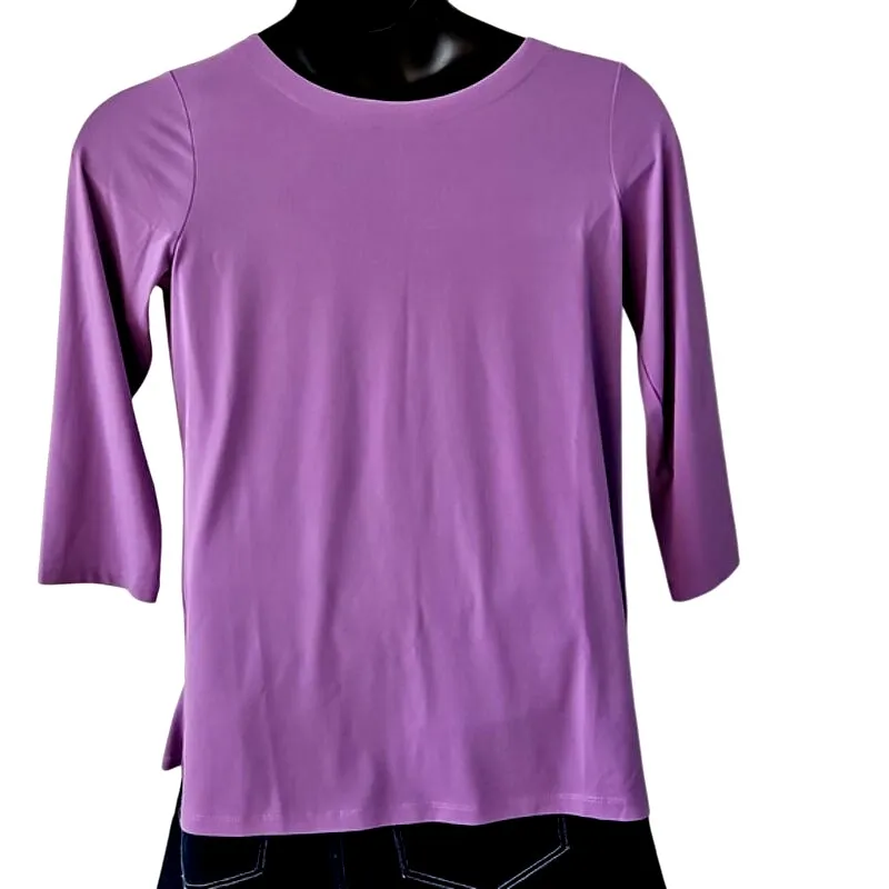 NWOT Susan Graver Modern Essentials Regular Liquid Purple Knit Tunic size Small - Image 3