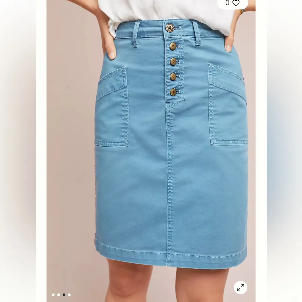 Anthropologie Pilcro and the Letterpress Teal Button-Front Pencil Skirt Size 4 - Image 11