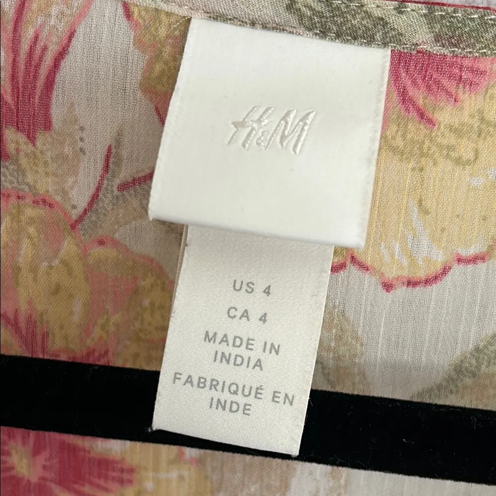 H&M Floral Long Sleeve Dress - red pink green long sleeve V-neck - Image 5