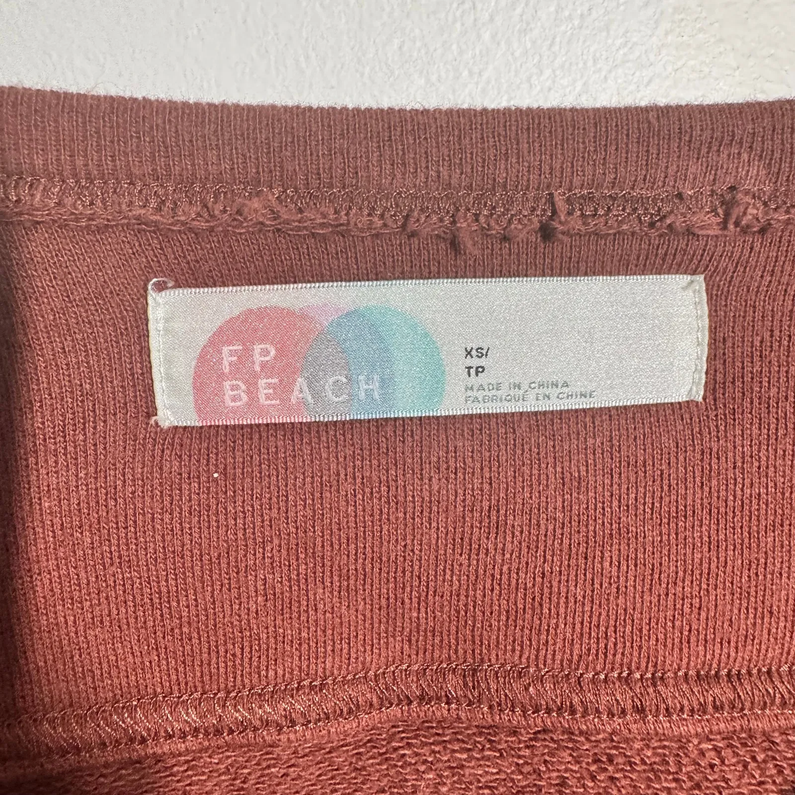 Free People Beach Sweater Women XS Brown Boho Kangaroo Pocket Cotton Athleisure - Image 7