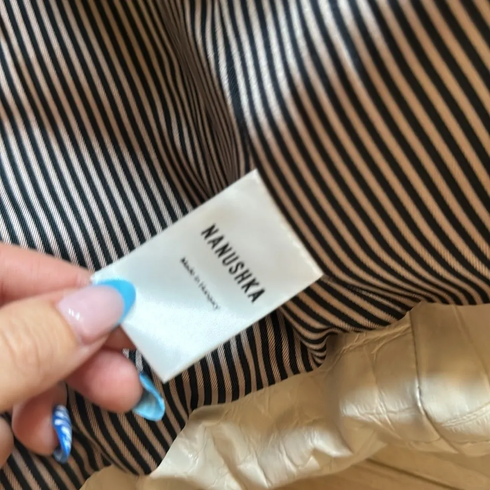 NANUSHKA Cream Hide Puffer Vegan Leather Jacket - Image 5