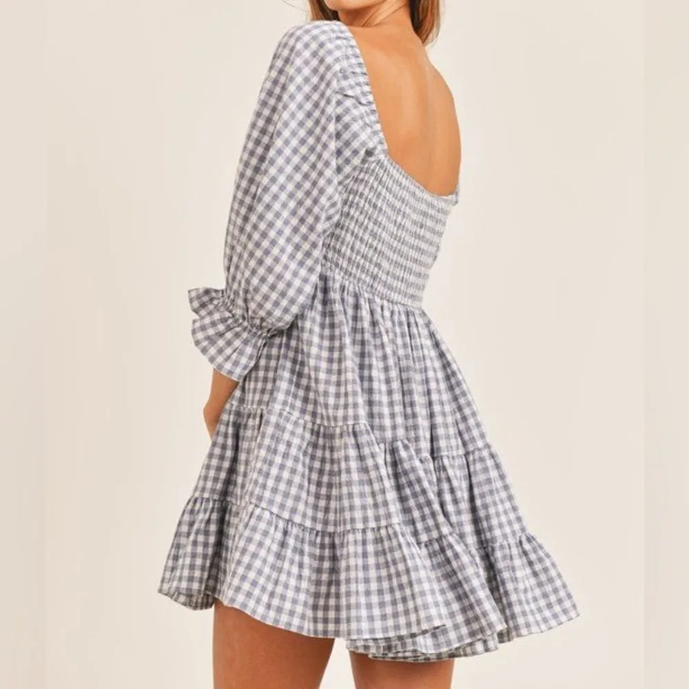 Mabl blue gingham smocked mini dress Size M - Image 3