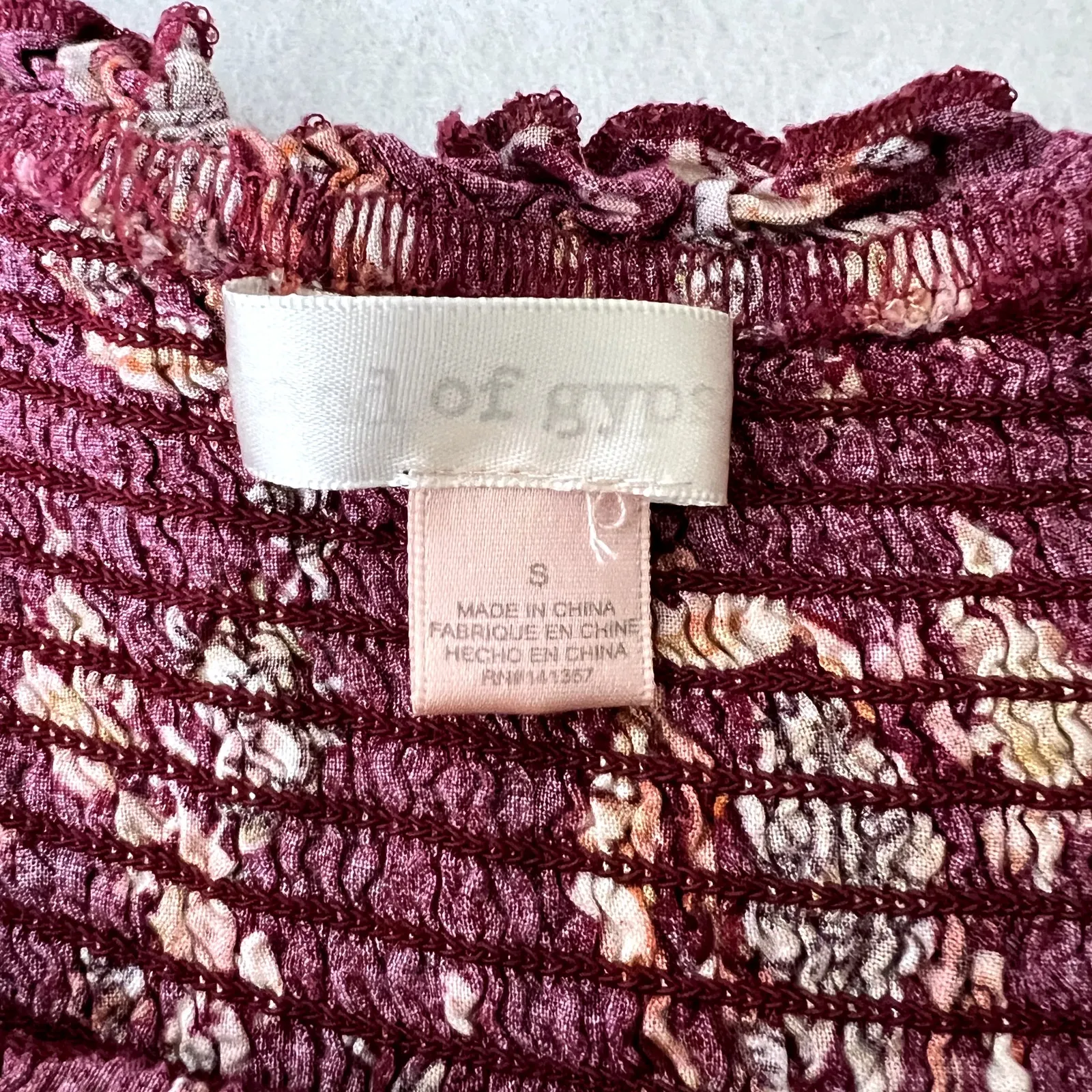 Band of Gypsies Red Floral Smocked Off Shoulder Dress - Image 8