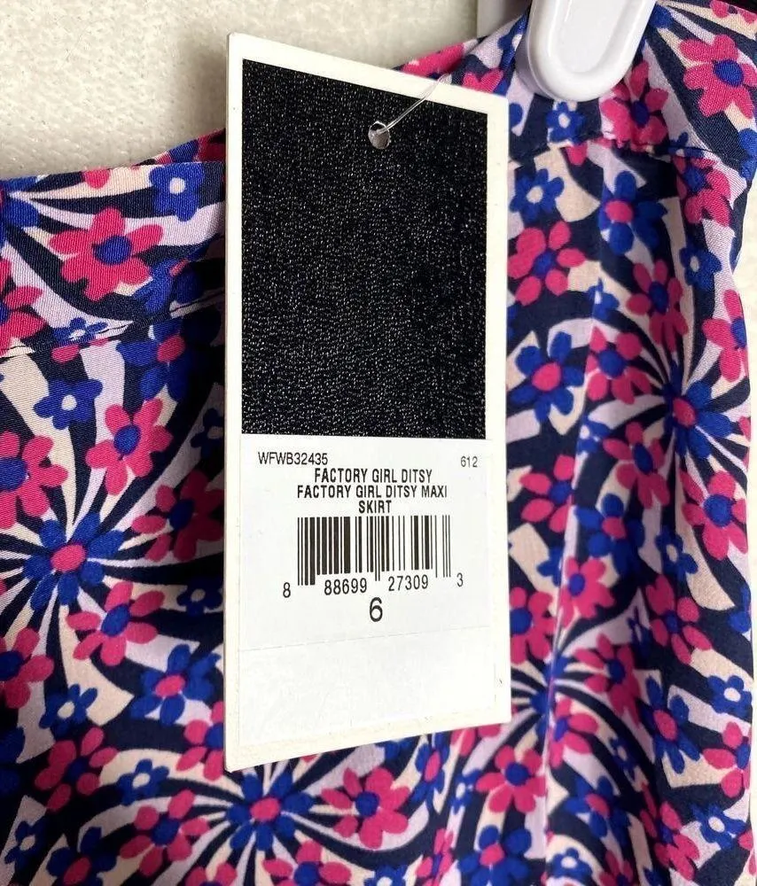 Juicy Couture Ditsy Daisy Floral Silk Maxi Skirt Size 6 Pink Red New Black Label - Image 6