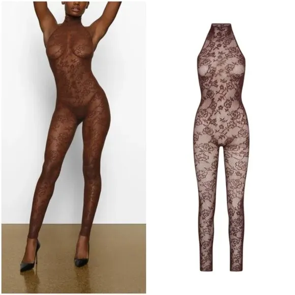 Knit Lace Catsuit in Cocoa Size 2X NWT - Image 2