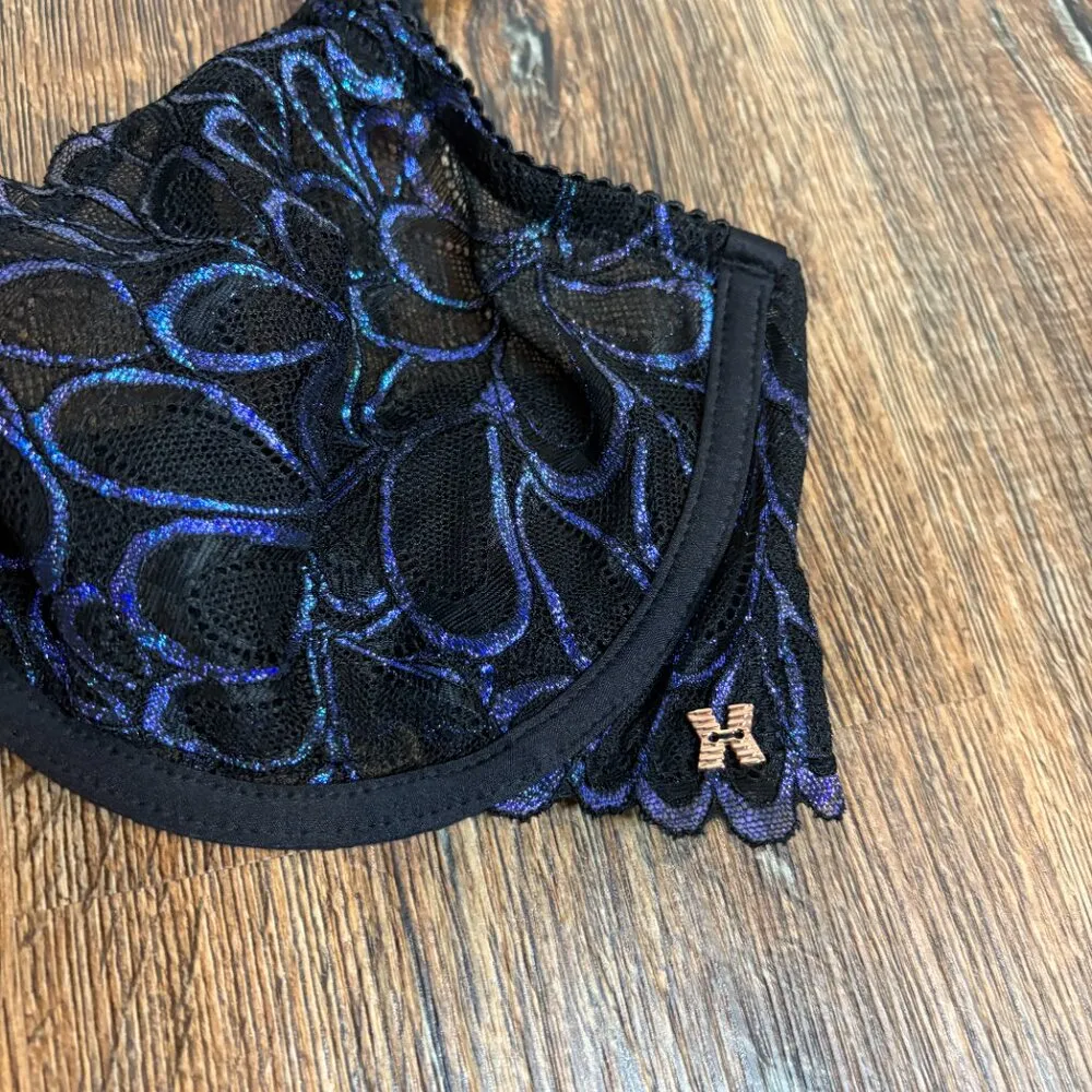 Savage x Fenty unlined metallic lacy bra Black Size undefined - Image 2