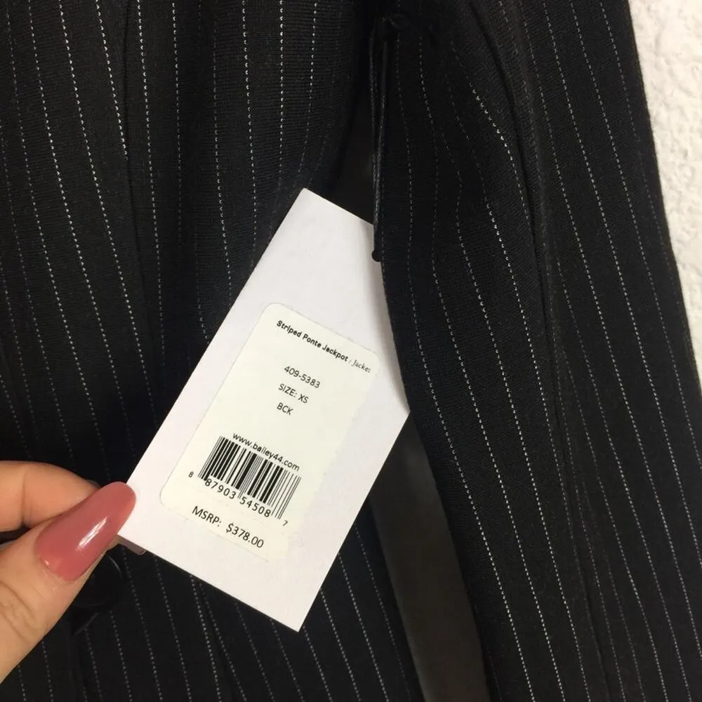 NWT Bailey 44 Striped Boyfriend Blazer XS Black Ponte Jackpot - Image 8