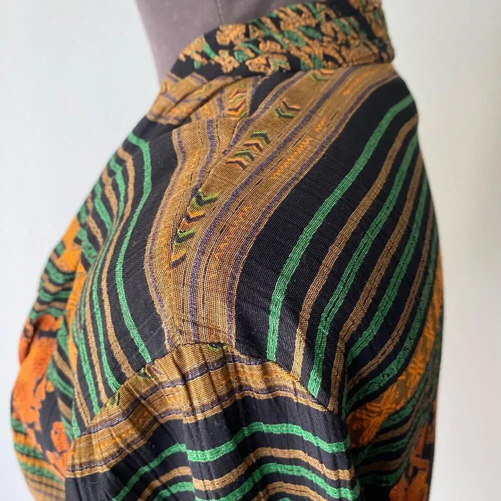 Componix sz 8 Vintage tribal aztec print faux‎ wrap top Black - Image 5