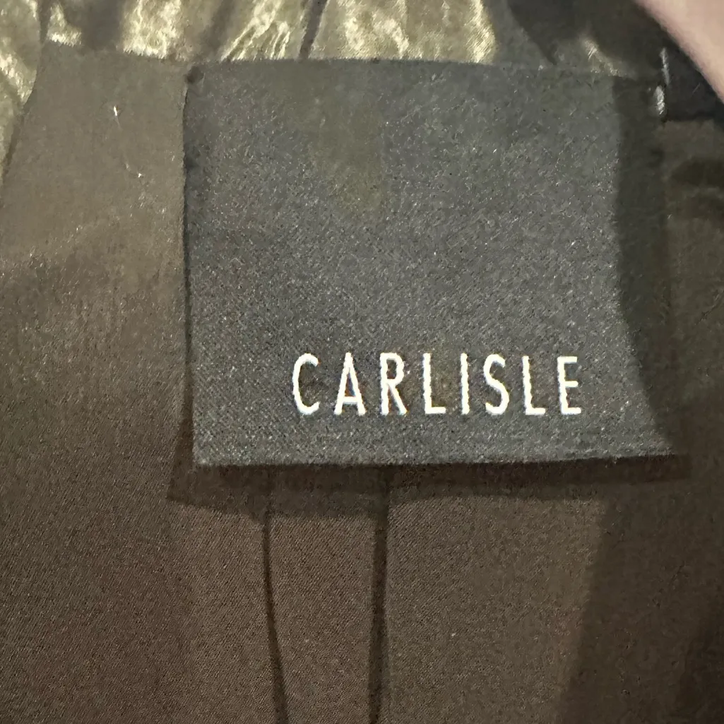 Vintage Carlisle Metallic Crinkled Double Breasted Green 3/4 Sleeve Pea Coat 8 - Image 5