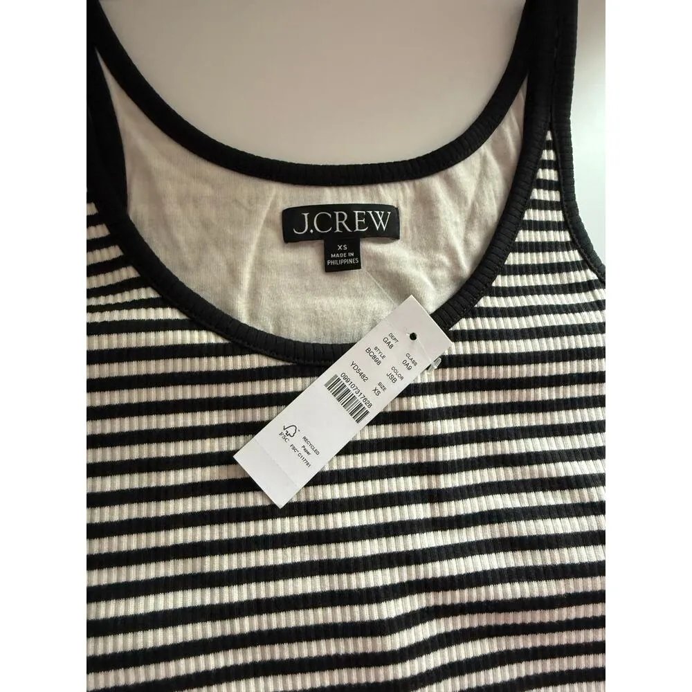 $45 New J.Crew Vintage rib shelf bra tank top in stripe - Black White - XS - Image 4