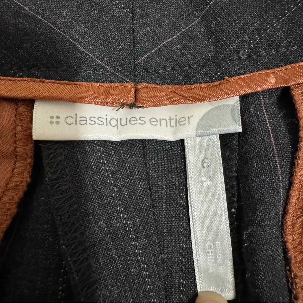 Classiques Entier Women Gray Stripped Mid-Rise Wide Leg Business Casual Pants 6 - Image 4