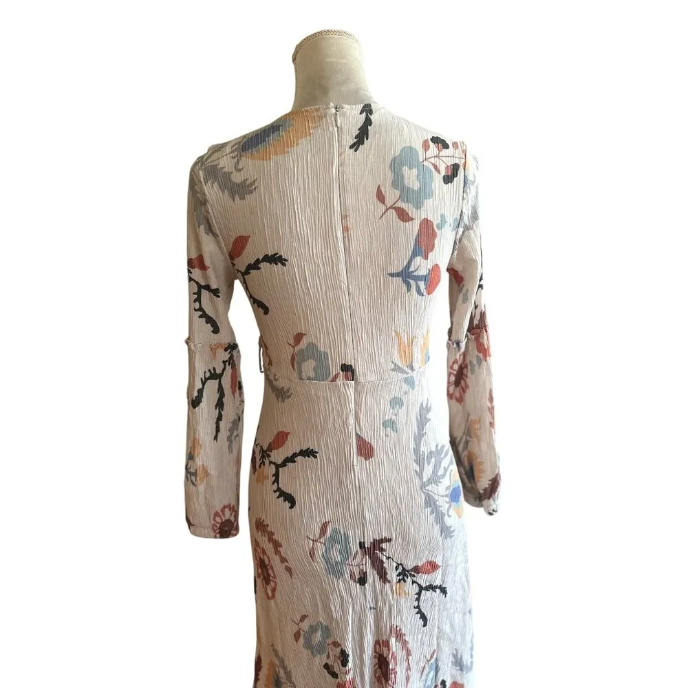 Vintage 90s Floral Print Maxi Dress Ruffle & Empire Waist Tiered Fairy Modest Size undefined - Image 4