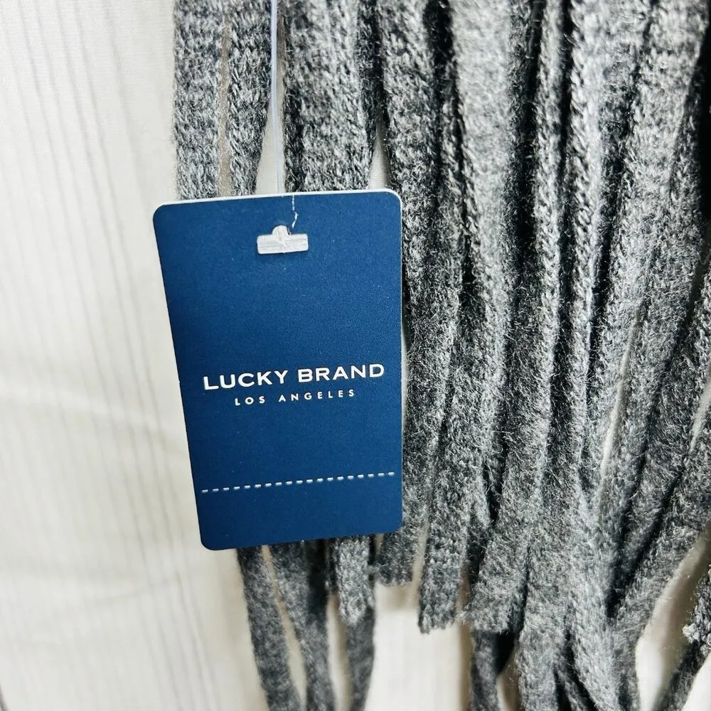 Lucky Brand Solid Brushed Scarf Dark Heather Grey w/Fringe 15" X 88" NWT - Image 5