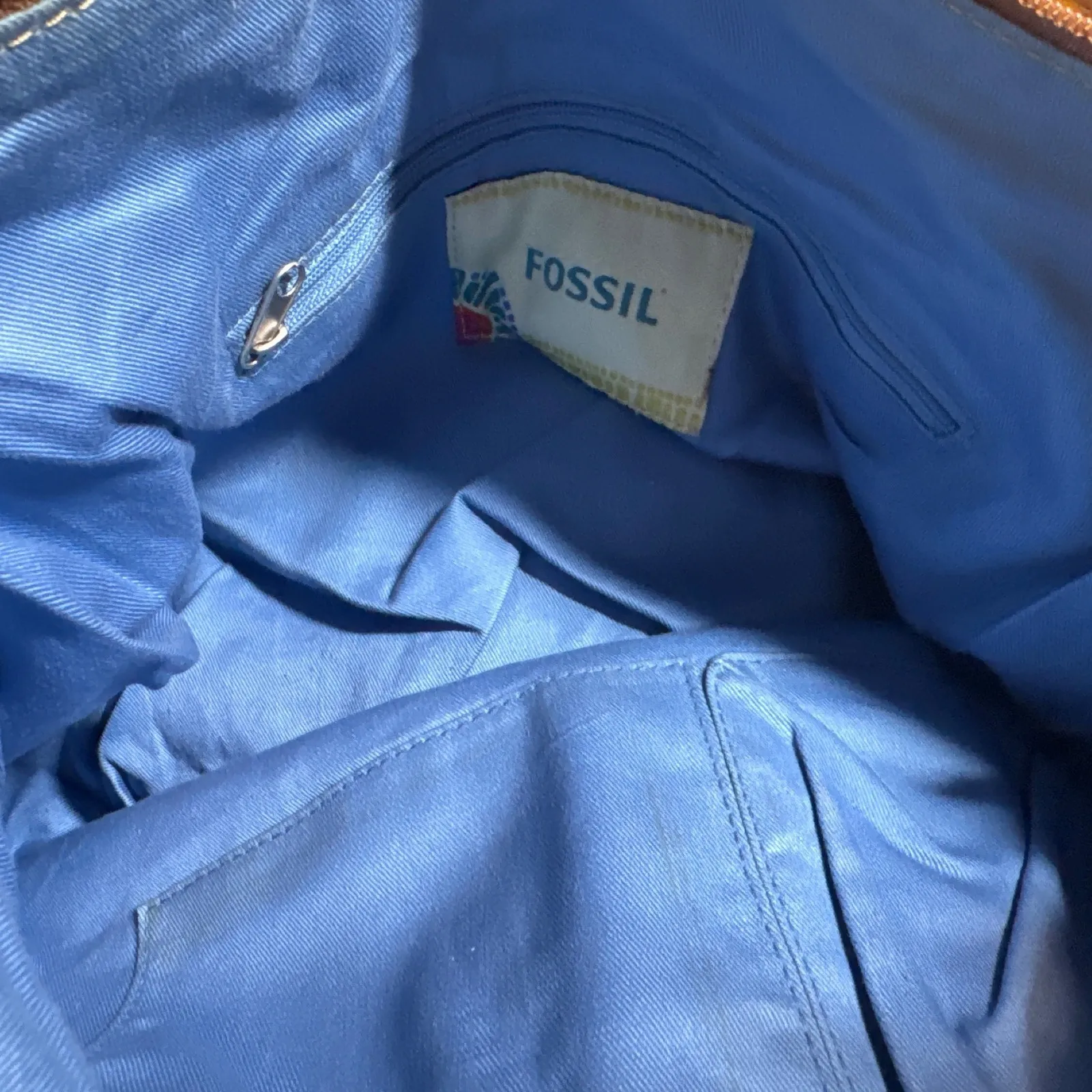 Fossil Shoulder Bag Green Floral Print Braided Strap Hobo Style 70s/80s Vintage - Image 4