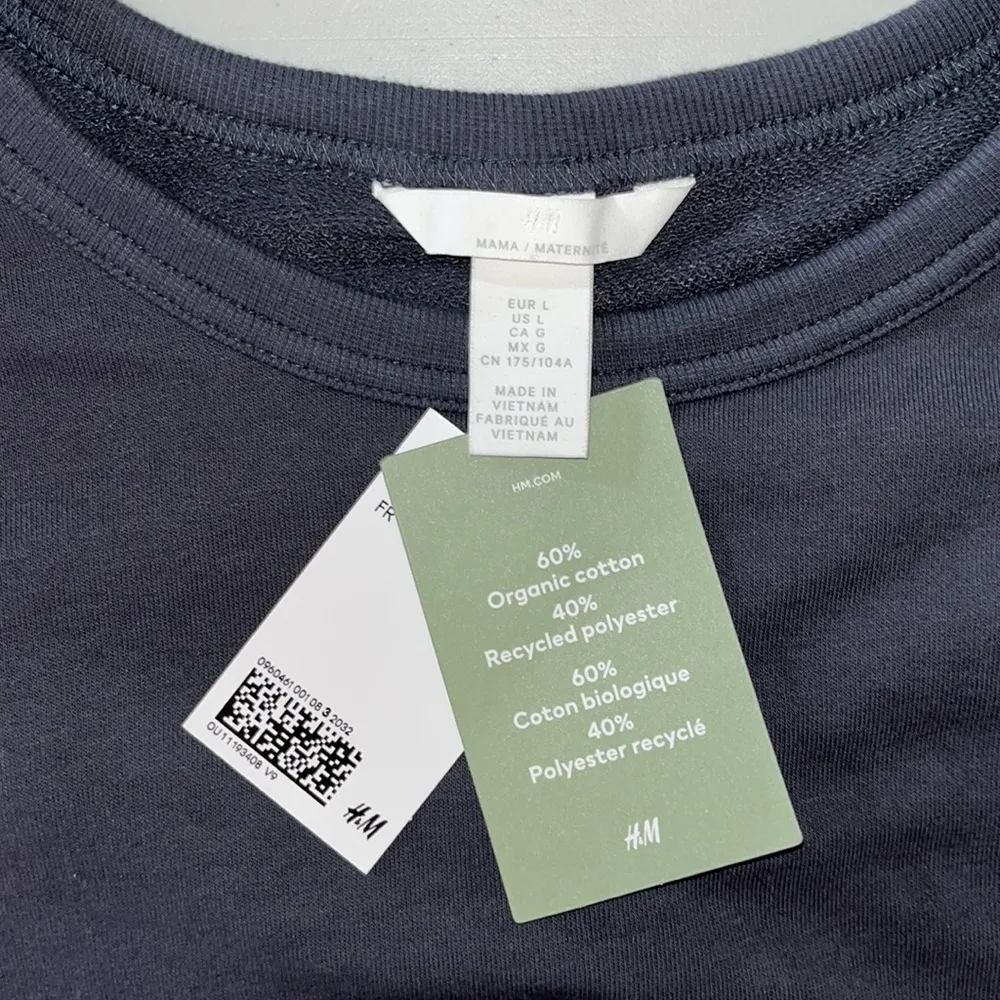 H&M Mama NWT Size L Dark Gray Organic Cotton Blend Sweatshirt Dress - Image 4