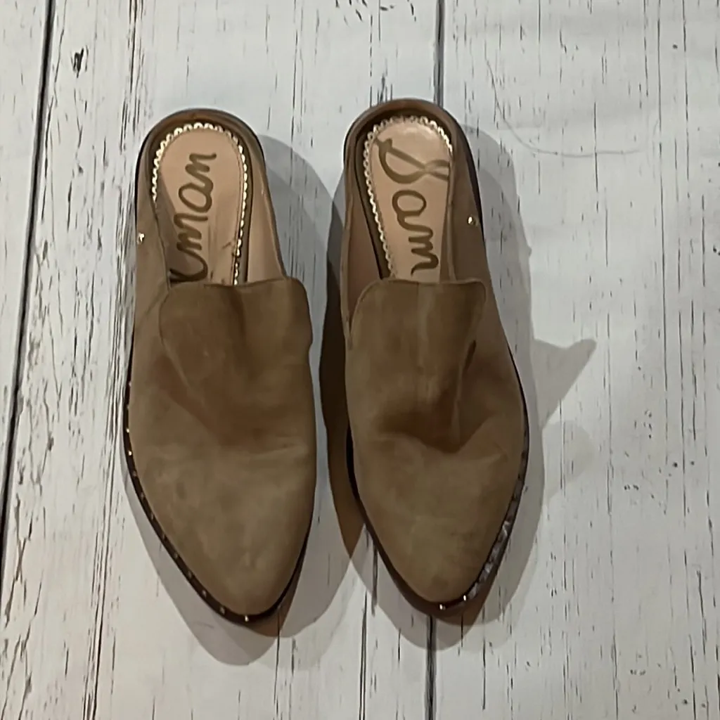 Sam Edelman Llewelyn beige suede leather slip on shoes - Image 2