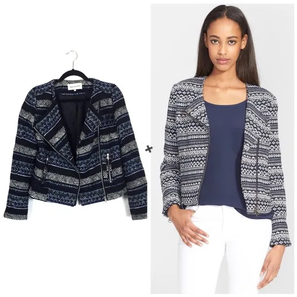 Best Mountain Blue Tribal Boho Motorcycle Jacket - Image 2