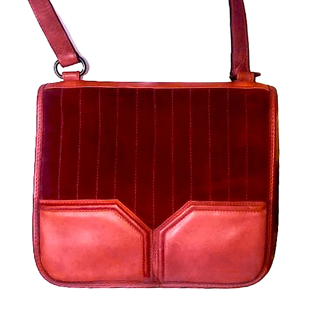 YSL YVES SAINT LAURENT Leather & Suede Art Deco Front Flap Messenger Bag COA - Image 16