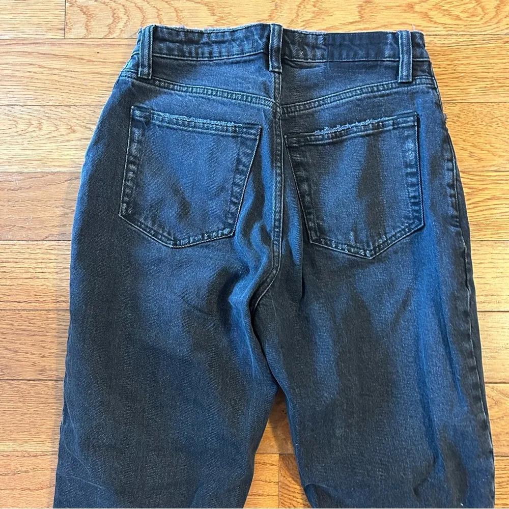Abercrombie & Fitch The Dad High Rise Jeans Black Denim Ripped Womens Size 26 - Image 5