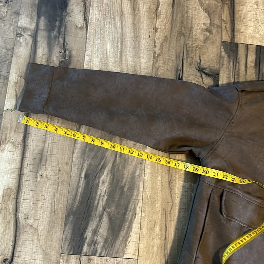 Universal Threads New Faux Leather Pleather Brown Bomber Jacket Coat Womens XL - Image 7