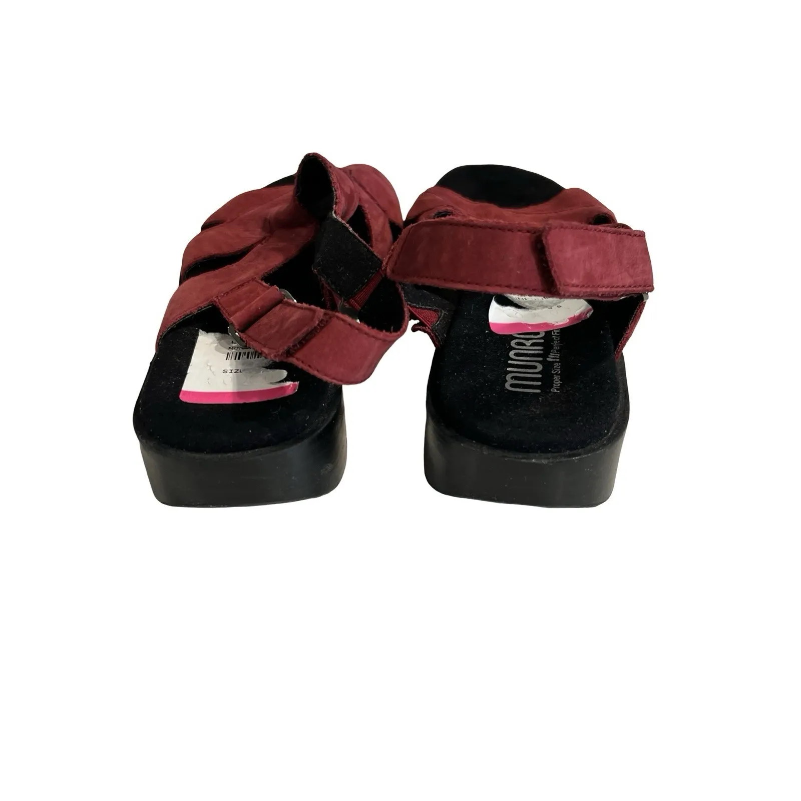 Munro Women's Size 6.5  Micah Red Leather Open Toe Slingback Hook & Loop Sandals - Image 5