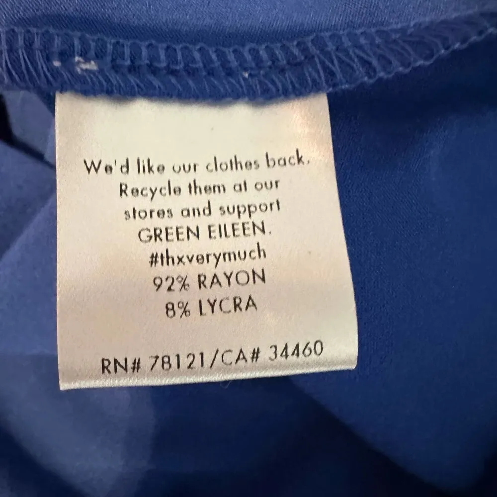 Eileen Fisher Knit Dress Blue Rayon Spandex Long Sleeve Stretch - Image 6