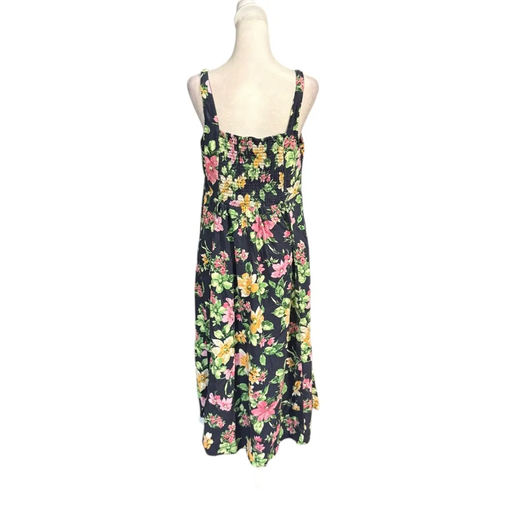 Old Navy Fit and Flare Linen Blend Midi Dress Floral Womens Large New With Tags - Image 3