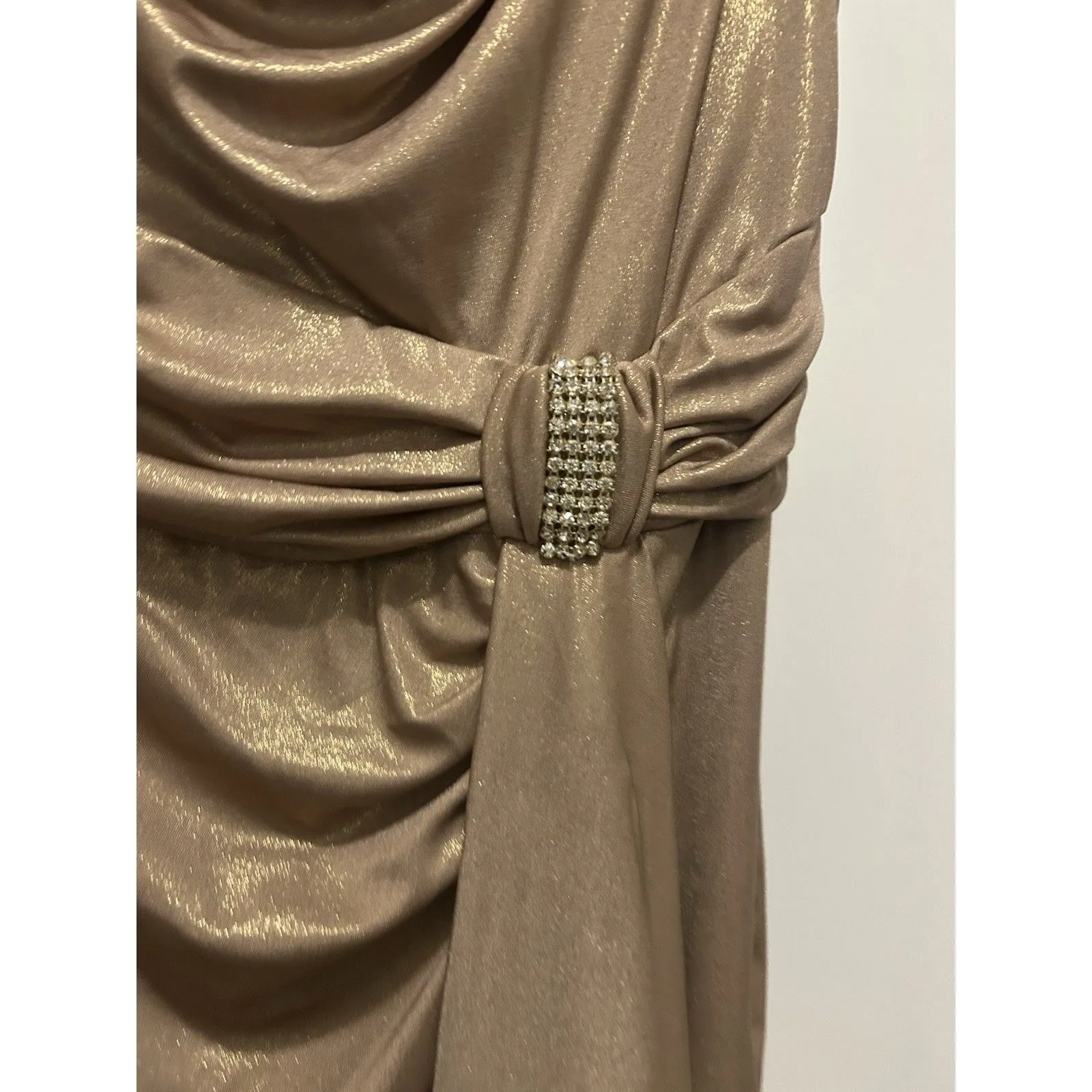 Midnight Velvet Size 12 Gold Shimmer Cocktail Parry Dress Modest Holiday NYE - Image 2