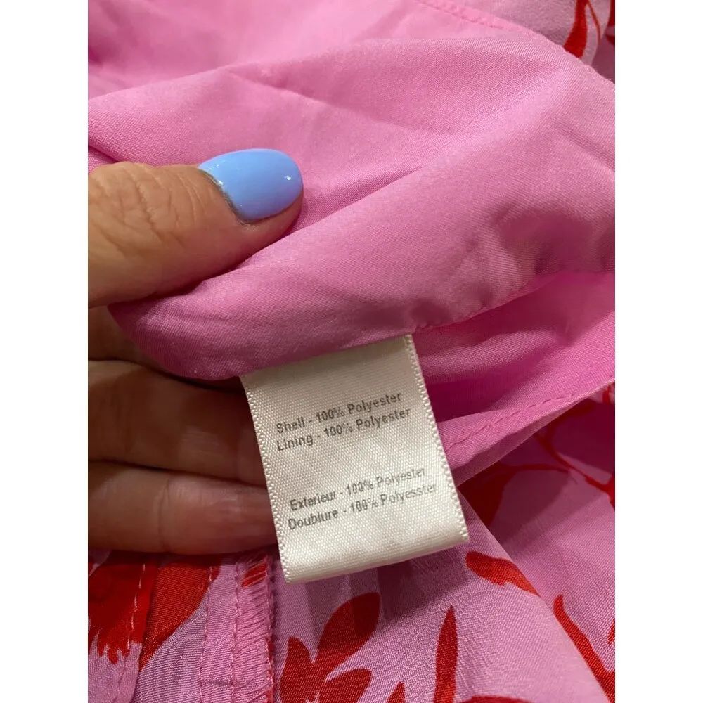 Likely Stevie Printed Flounce Floral High Rise Shorts Pink Red Women's Size 4 - Image 13