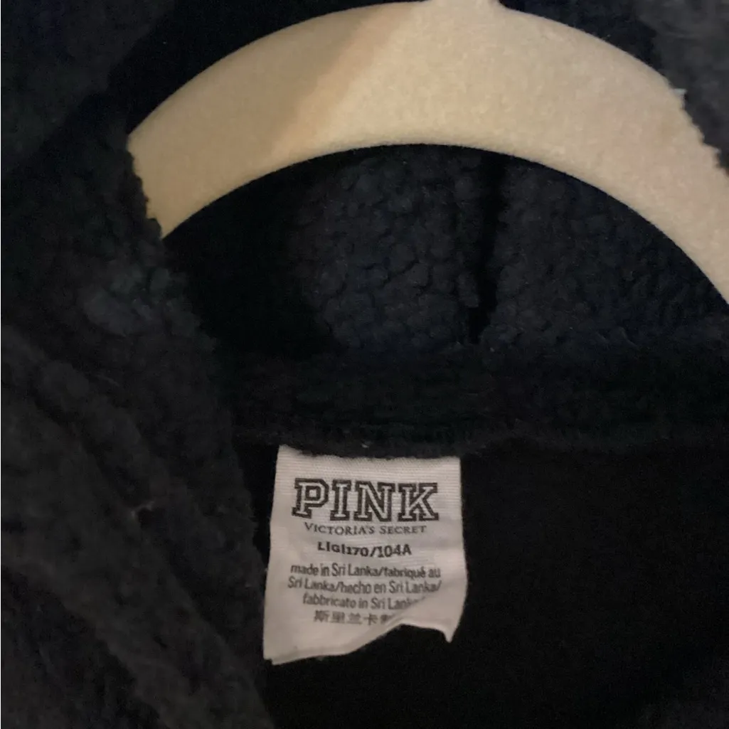 PINK Victoria's Secret Black Fleece Jacket - Image 3