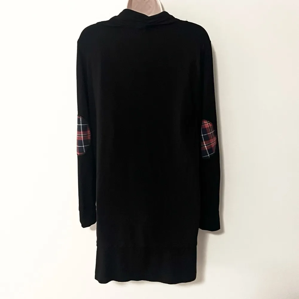 Pink Blush Maternity Cowl Neck Long Sleeve Black Plaid Tunic Top Pullover Medium - Image 3