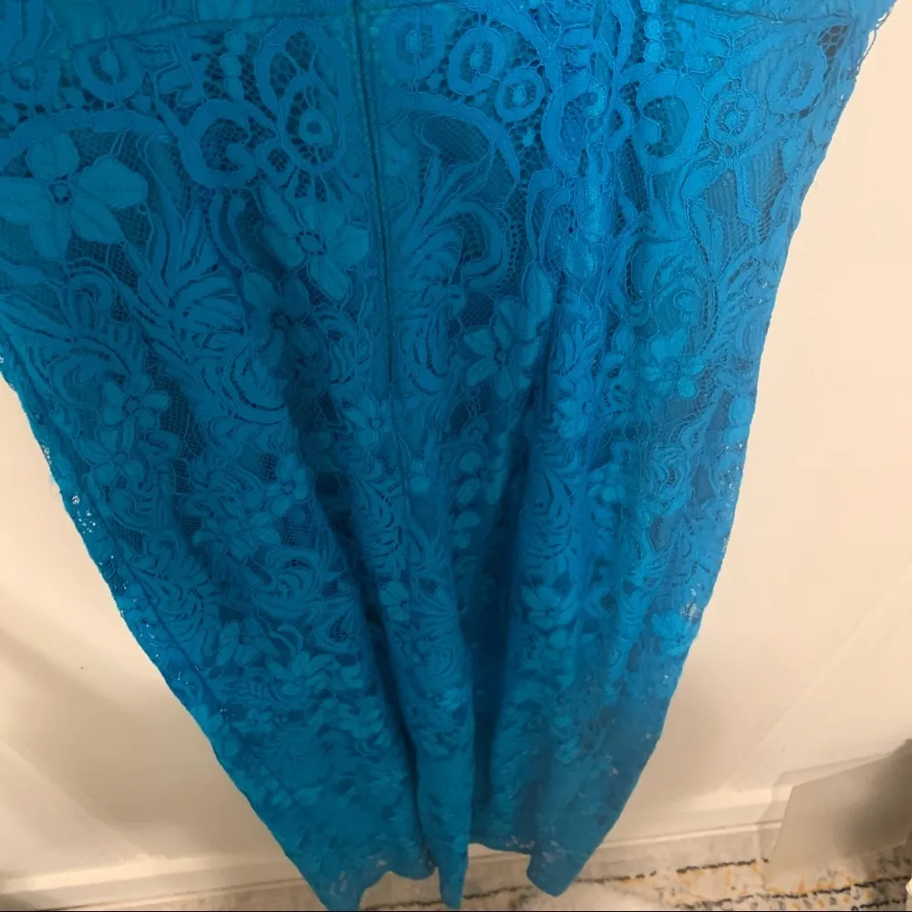 GUESS Teal Blue Lace Bridesmaid Formal Fitted Maxi Dress Size 0 NWT - Image 5